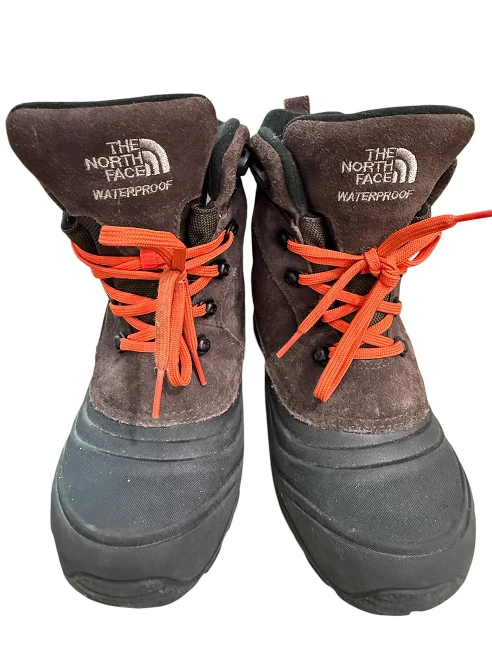 The North Face Waterproof Hiking Snow Boots Rubber Boys Size 4 Heat Seeker Brown
